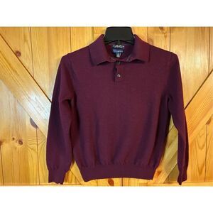 Vtg Club Room Maroon Collared Merino Wool Pullover Sweater Sz Small (8020)